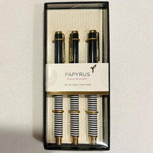 NWT Papyrus B&W Striped Set of 3 Ballpoint Pens
